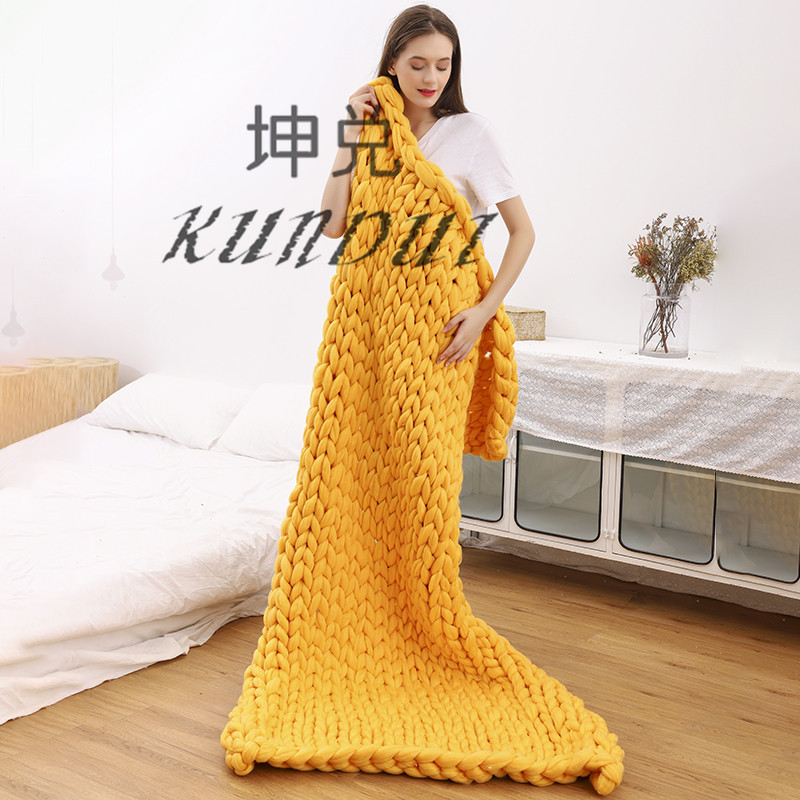 Amazon Nordic Coarse Yarn Hand Woven Blanket Blanket Knitted Blanket Wool Blanket Sofa Blanket Thick Thread Blanket