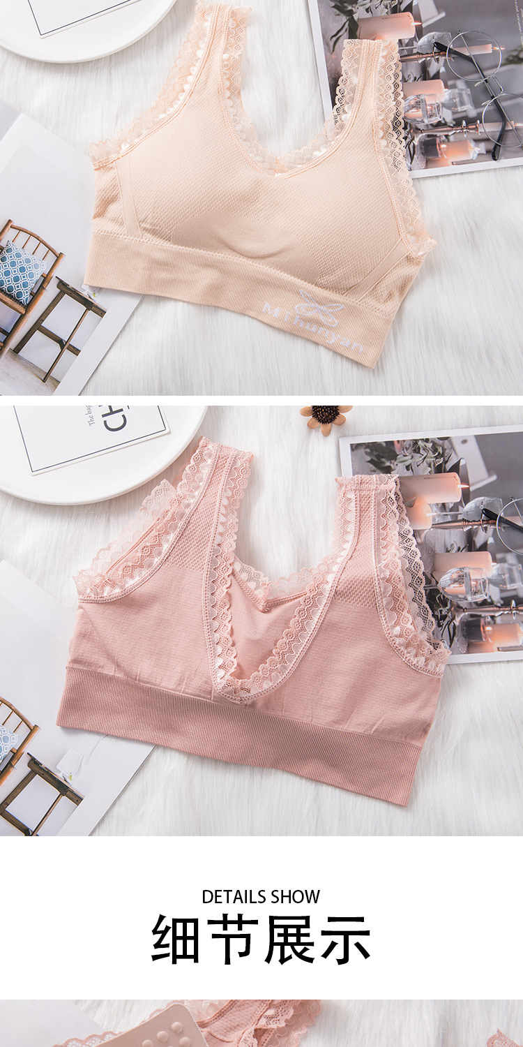 French Underwear Lady Sexy Butterfly Lace Beautiful Back Underwear without Steel Ring Push up Bras Tube Top Wrapped Bra