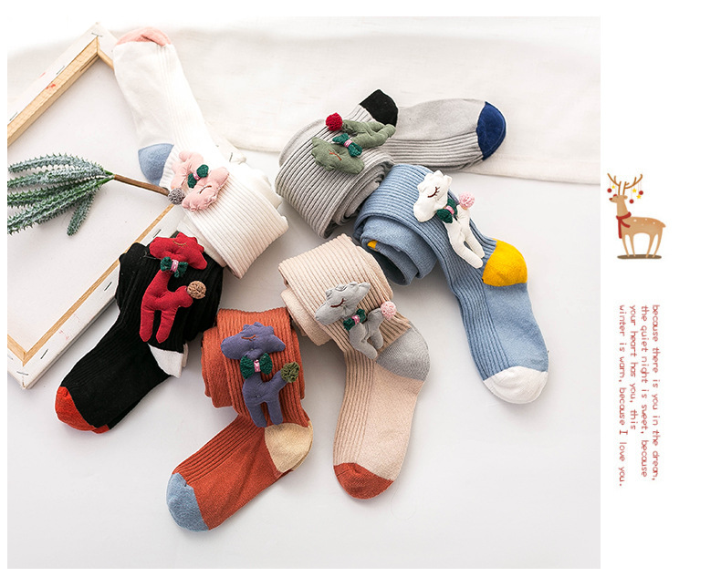 Spring and Autumn 2020 new children's tights combed cotton cartoon one-piece baby socks doll leggings