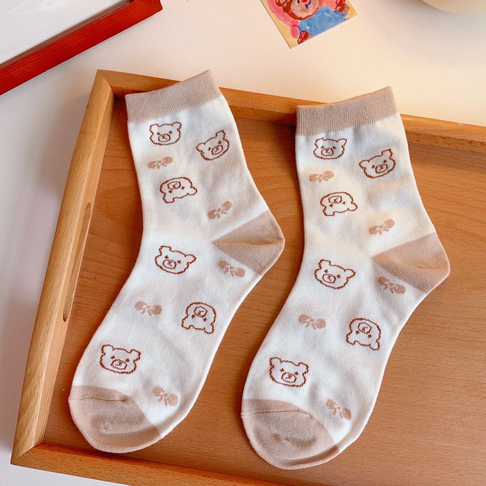 Cute Japanese Style Socks Children Ins Trendy Autumn and Winter Internet Celebrity Tube Socks Korean Cartoon Bear Stockings Vintage Stripe Cute Japanese Style Socks Children Ins Trendy Autumn and Winter Internet Celebrity Tube Socks Korean Cartoon Bear Stockings Vintage Stripe