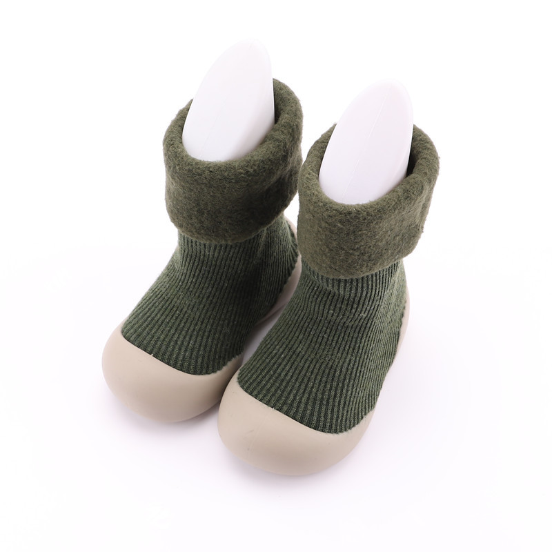 2021 Winter Children Sock Sneakers Thermal Soft Soled Snow Socks Toddler Shoes Solid Color Flanging Baby Indoor Shoes