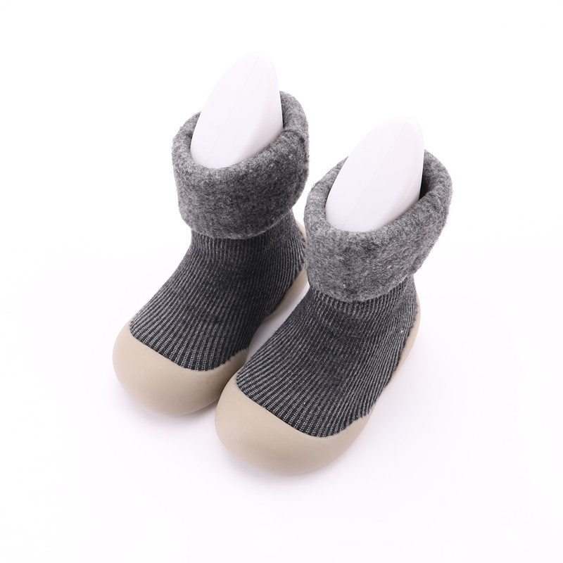 2021 Winter Children Sock Sneakers Thermal Soft Soled Snow Socks Toddler Shoes Solid Color Flanging Baby Indoor Shoes