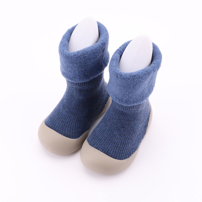 2021 Winter Children Sock Sneakers Thermal Soft Soled Snow Socks Toddler Shoes Solid Color Flanging Baby Indoor Shoes