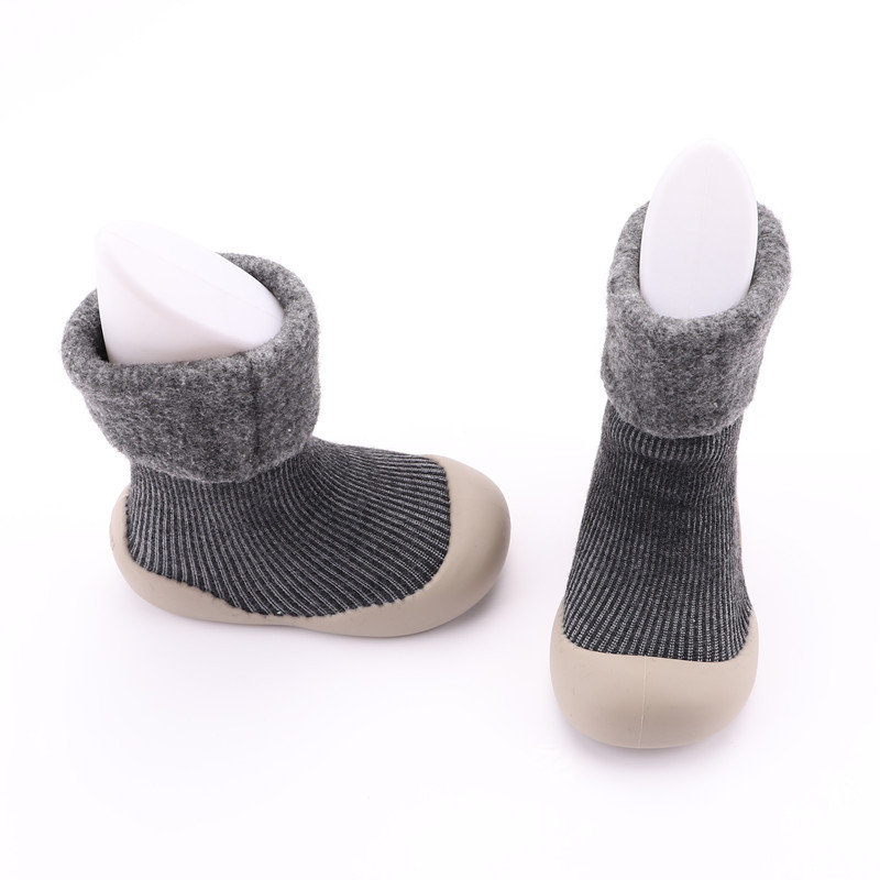 2021 Winter Children Sock Sneakers Thermal Soft Soled Snow Socks Toddler Shoes Solid Color Flanging Baby Indoor Shoes