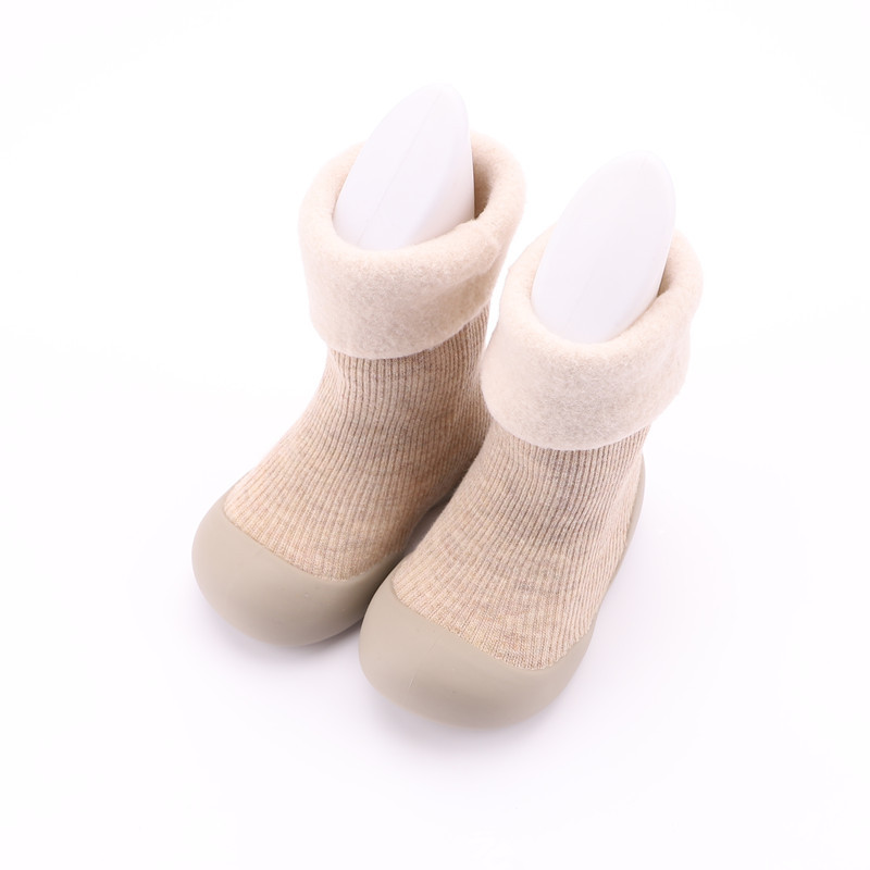 2021 Winter Children Sock Sneakers Thermal Soft Soled Snow Socks Toddler Shoes Solid Color Flanging Baby Indoor Shoes