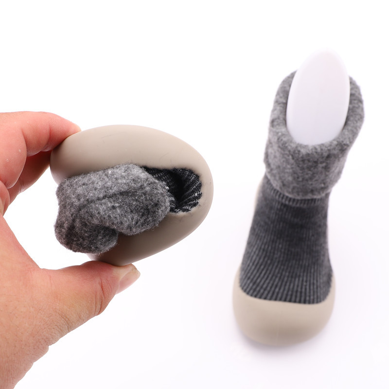 2021 Winter Children Sock Sneakers Thermal Soft Soled Snow Socks Toddler Shoes Solid Color Flanging Baby Indoor Shoes