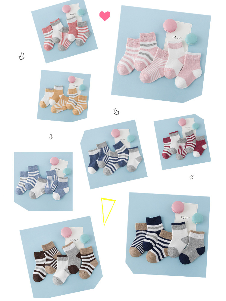 Socks Autumn and Winter Cotton Striped Children's Socks Boys and Girls Spring and Autumn Tube Baby Socks Baby New Whole