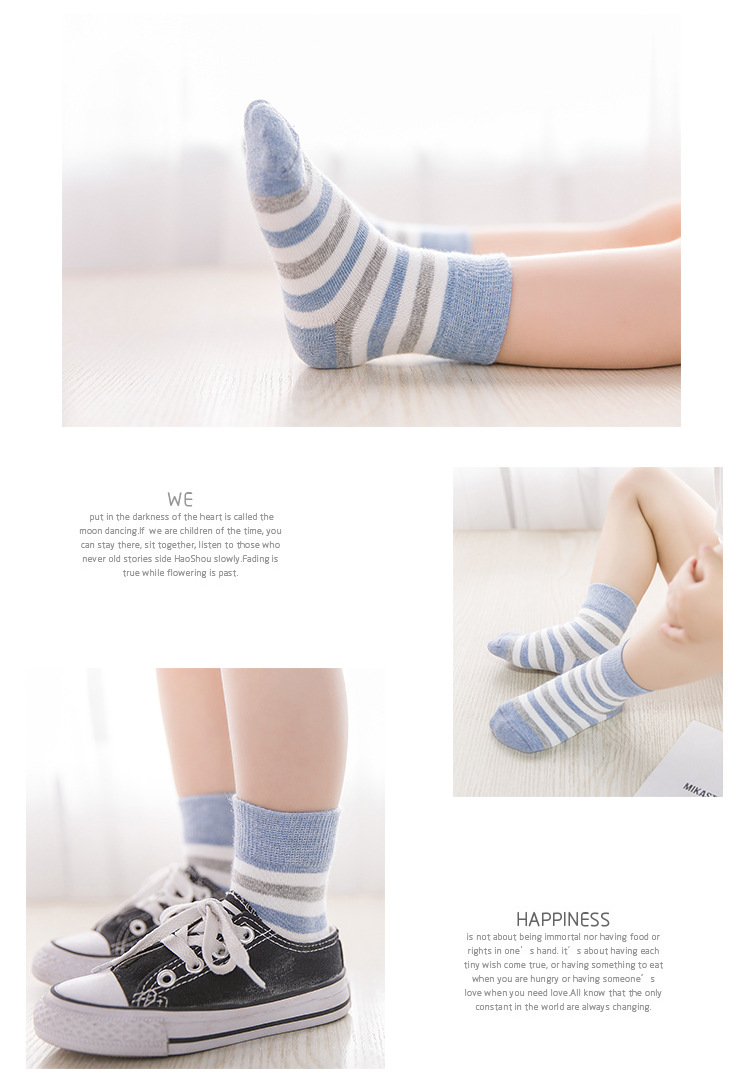 Socks Autumn and Winter Cotton Striped Children's Socks Boys and Girls Spring and Autumn Tube Baby Socks Baby New Whole