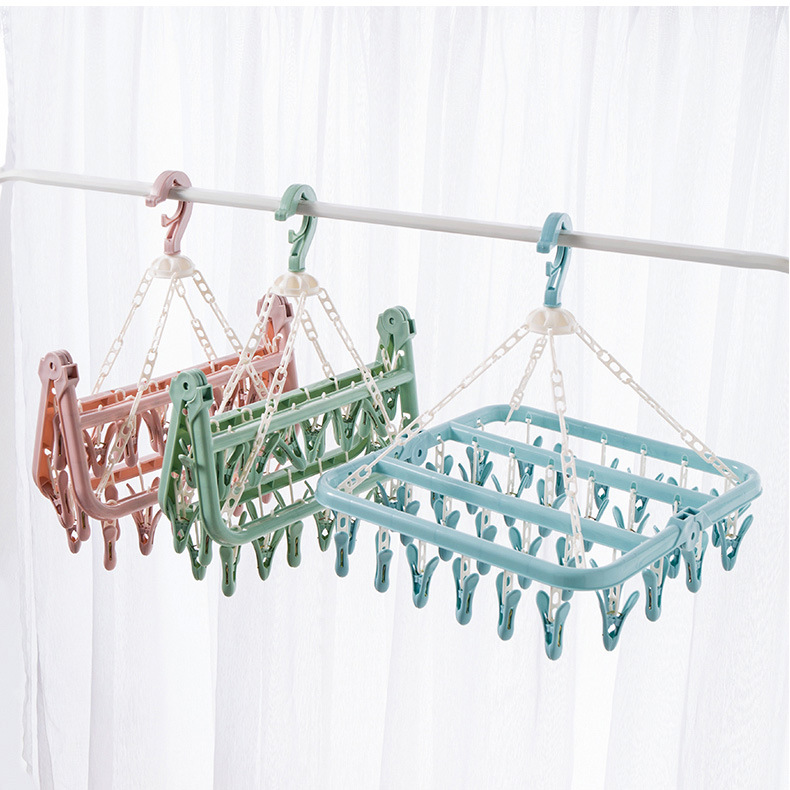 Clothes Hanger Adult Plastic MultiClip Children Baby Socks Rack Hanging Household Hanger Windproof Clothes Hanger
