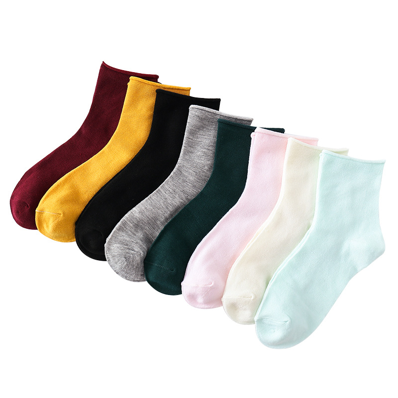 Ins Socks Whole Candy Color Curling Loose Women&#039;s Socks Solid Color Women&#039;s MidCalf Length Sock Warm Stockings Children