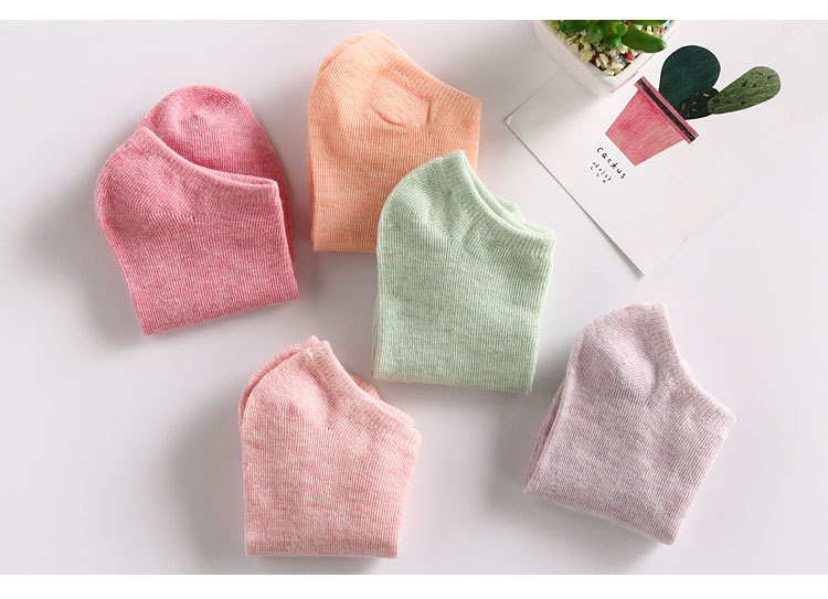 Pure Color Cotton Women's Boat Socks Candy Color Women's Socks Macaron Color Stall Plus-sized Combed Cotton Gift Socks