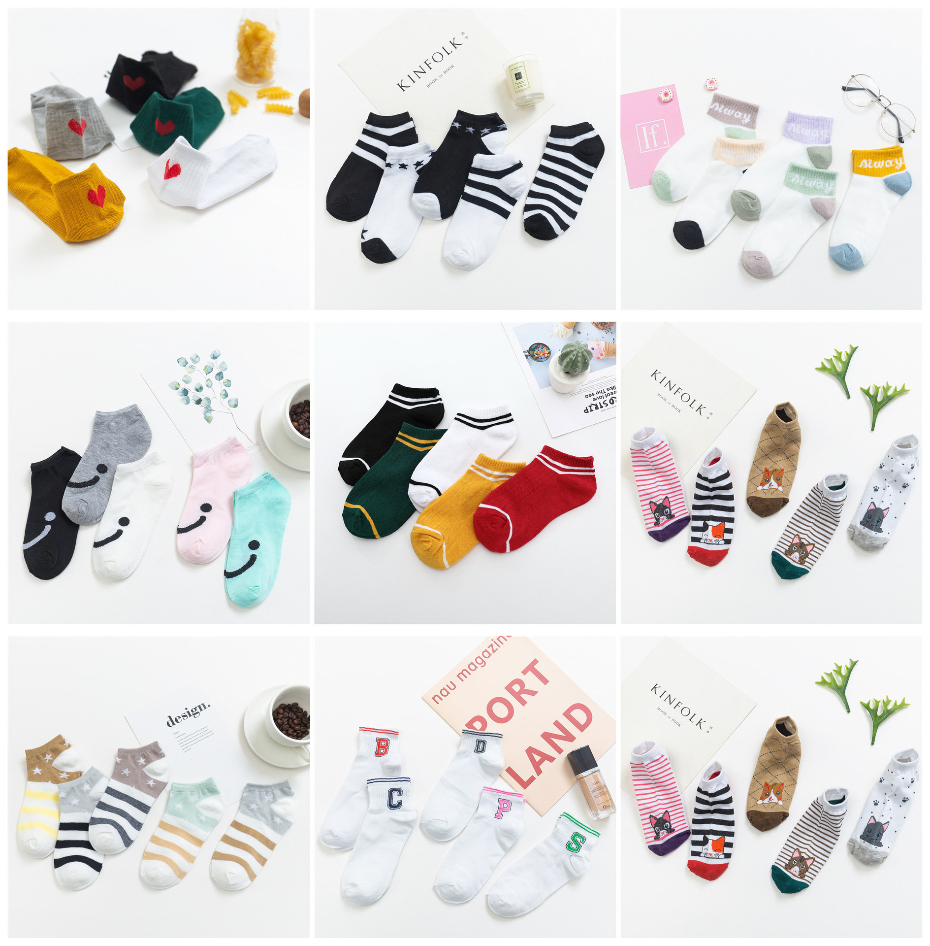KoreanStyle Pure Color LowCut Liners Socks Women&#039;s Short Stockings Cotton Socks Thin Invisible Women&#039;s Stall Socks Whole