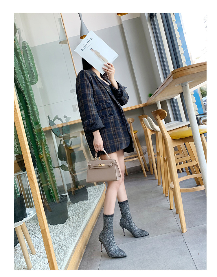 6 Autumn and Winter TikTok Socks Knitted Boots Thin Heeled Ankle Boots Women's High Heels Pointed Boots Women's 6 Autumn and Winter TikTok Socks Knitted Boots Thin Heeled Ankle Boots Women's High Heels Pointed Boots Women's