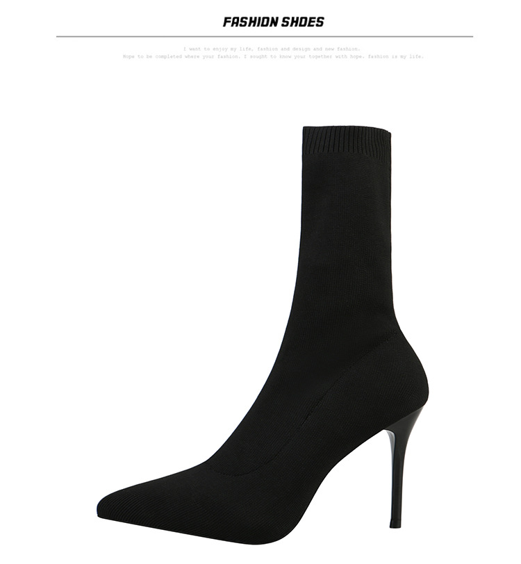 6 Autumn and Winter TikTok Socks Knitted Boots Thin Heeled Ankle Boots Women's High Heels Pointed Boots Women's 6 Autumn and Winter TikTok Socks Knitted Boots Thin Heeled Ankle Boots Women's High Heels Pointed Boots Women's