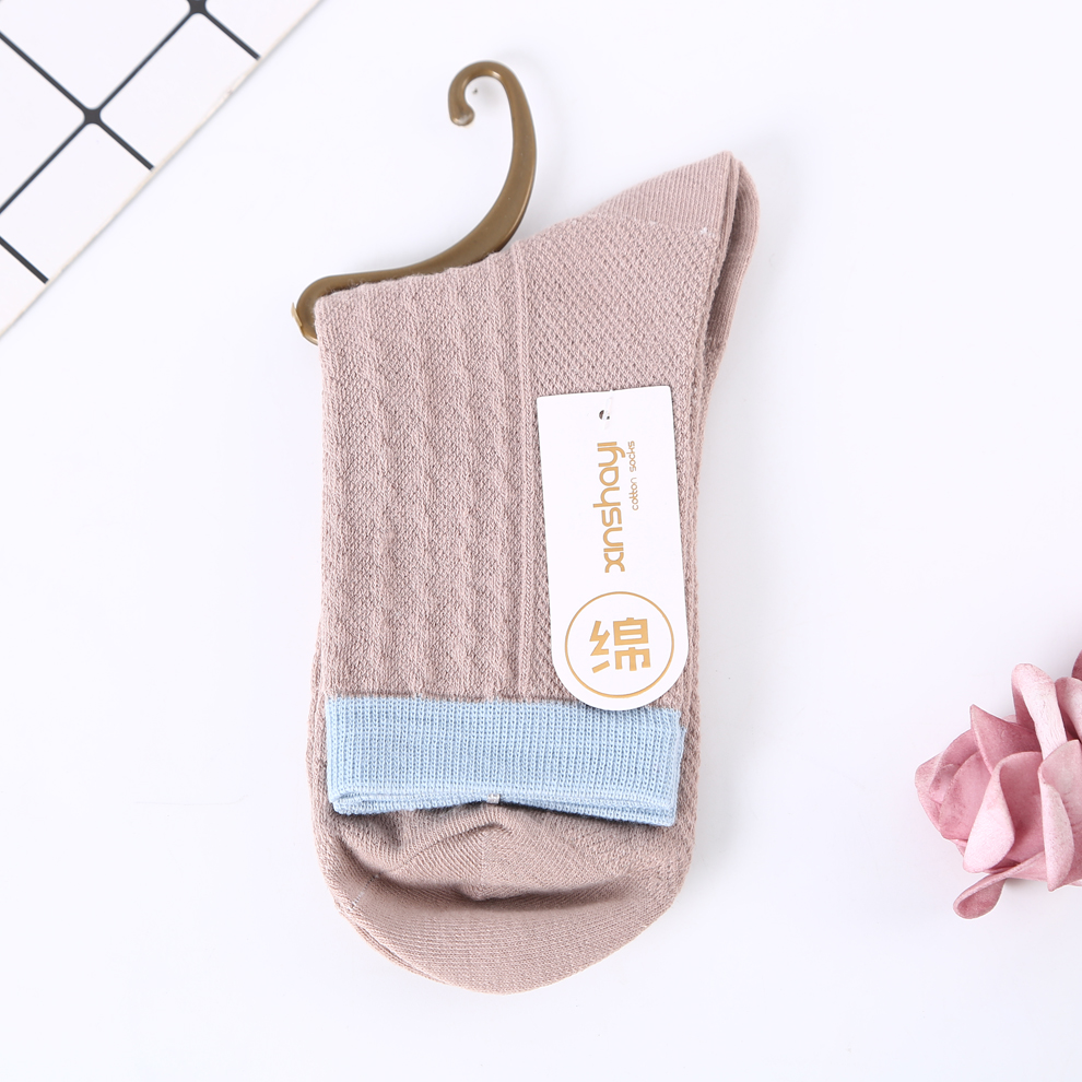 Fashion Small Fresh Color Matching Cotton Fabric Business Women&#039;s Socks Multi-Color Double Needle Stockings Ladies Casual Cotton Socks