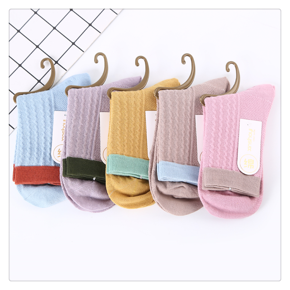 Fashion Small Fresh Color Matching Cotton Fabric Business Women's Socks Multi-Color Double Needle Stockings Ladies Casual Cotton Socks Fashion Small Fresh Color Matching Cotton Fabric Business Women's Socks Multi-Color Double Needle Stockings Ladies Casual Cotton Socks