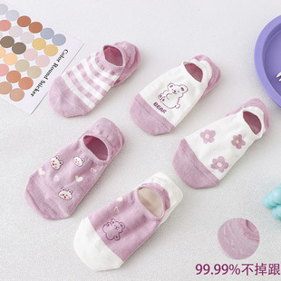 socks Mid Tube Stockings Korean Style Women's All Cotton Socks Cute Cartoon Bear Lady Long Socks Factory Wholesale