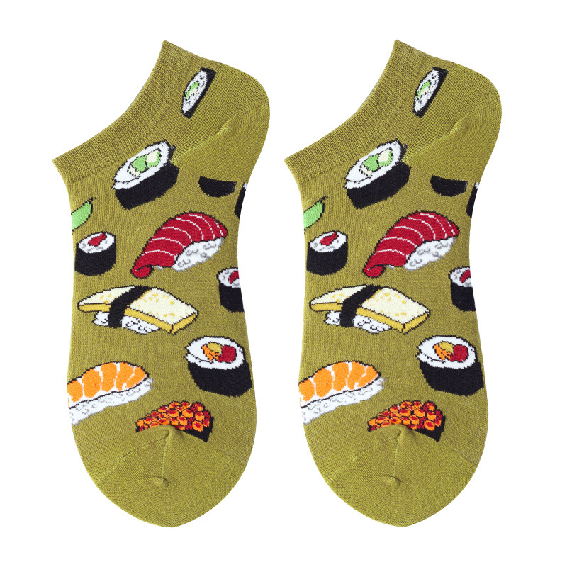 Trendy Socks Ankle Socks Men&#039;s Socks Women&#039;s Spring and Summer Low Cut Thin Socks Oil Painting Avocado Trendy Socks in S