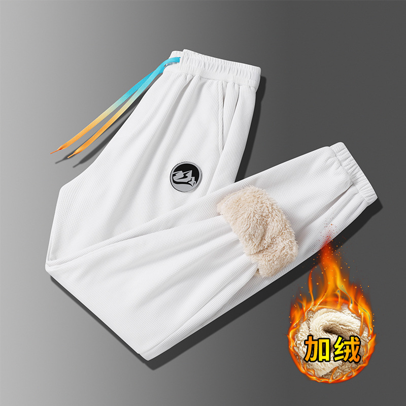 2021 Men&#039;s Sweatpants Fleece-Lined Thickened Casual Pants Fashionable Fashion Warm Keeping Pants Versatile Youth Fashion Sports Pants