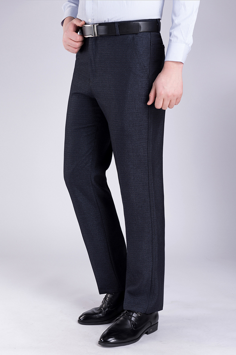Autumn and Winter Middle-Aged and Elderly Men's Pants Casual Pants Fleece-Lined Thickened Middle-Aged Men's Suit Pants Loose Trousers for the Elderly Daddy Pants