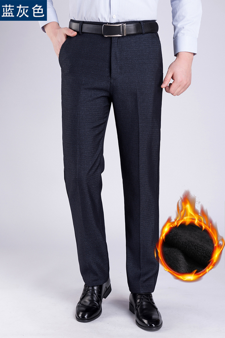 Autumn and Winter Middle-Aged and Elderly Men's Pants Casual Pants Fleece-Lined Thickened Middle-Aged Men's Suit Pants Loose Trousers for the Elderly Daddy Pants