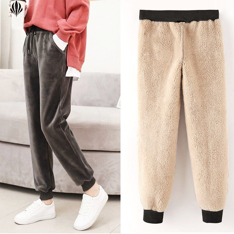 Fleece-Lined Thick Velvet Sports Pants Women&#039;s Autumn and Winter Warm BF Style Harem Pants Loose Casual Pants Sweatpants Trousers