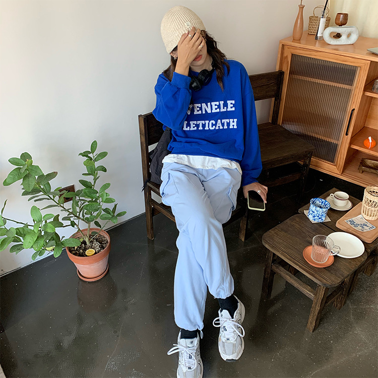 [Huang Qi] High Waist Drawstring Tappered Work Clothes Track Sweatpants Women's Fall 2020 Korean Style Loose Casual Pants K78200