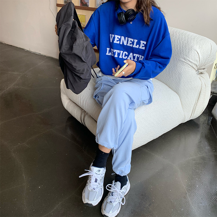 [Huang Qi] High Waist Drawstring Tappered Work Clothes Track Sweatpants Women's Fall 2020 Korean Style Loose Casual Pants K78200