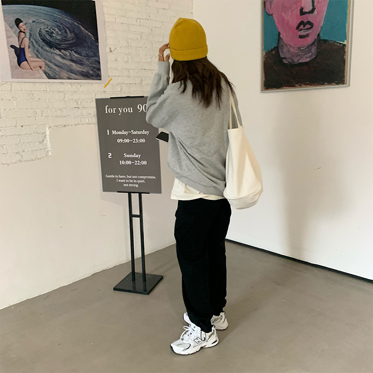[Huang Qi] High Waist Drawstring Tappered Work Clothes Track Sweatpants Women's Fall 2020 Korean Style Loose Casual Pants K78200