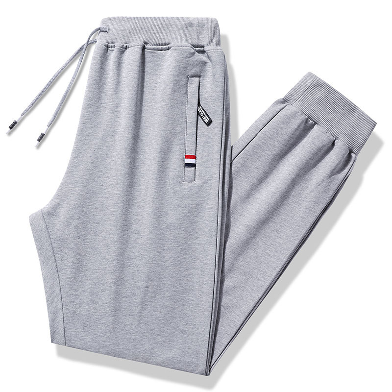 Fall Winter Men Fleece-Lined Track Pants Cotton Sweat Pants Loose Straight Casual Pants Warm Large Size Ankle-Tied Trousers Trendy