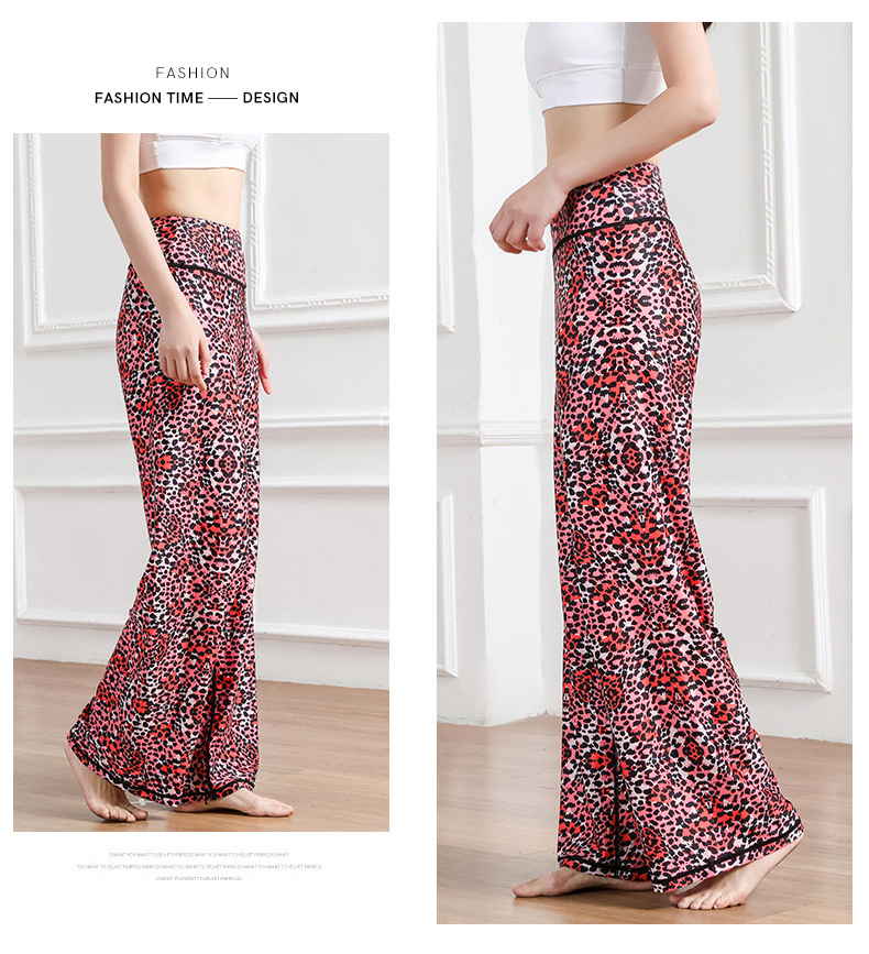 Amazon New Printed Straight-Leg Pants Women's High Waist Loose Wide Legs Casual Pants Cross-Border Sports Fitness Yoga Pants
