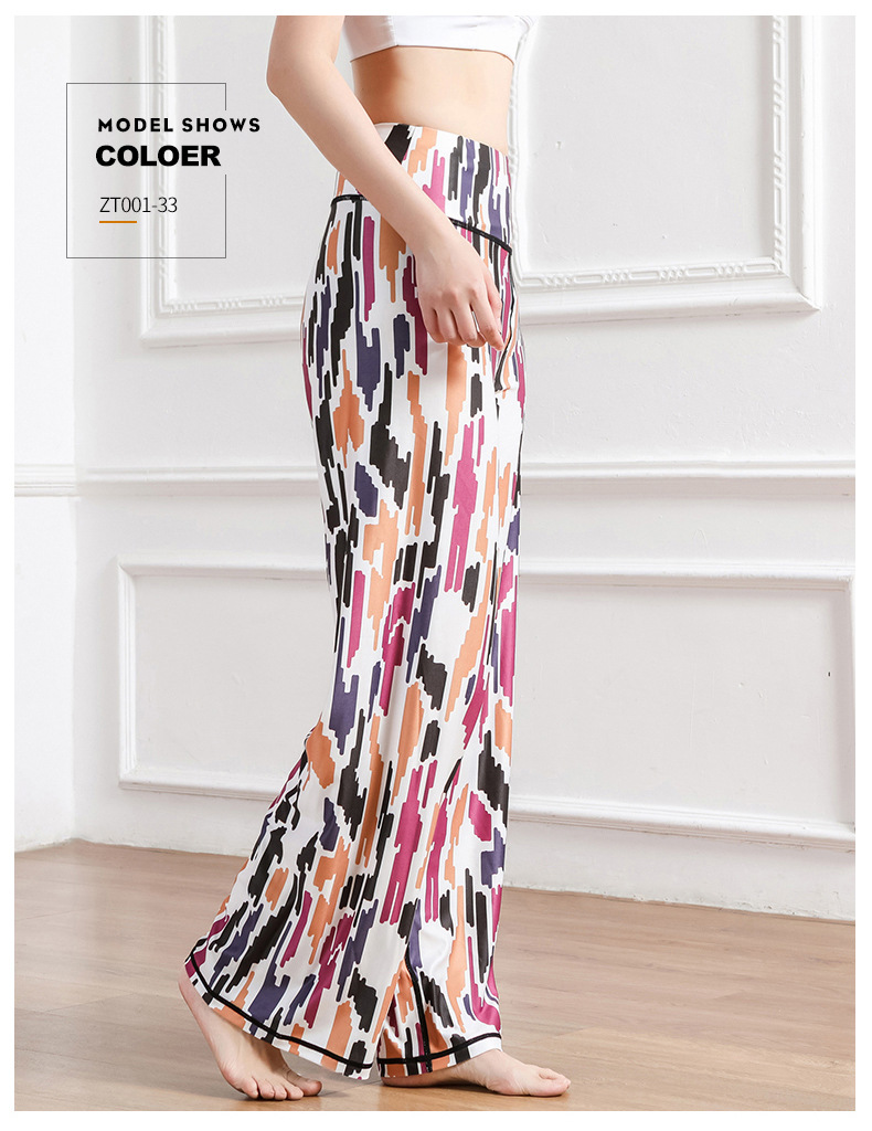 Amazon New Printed Straight-Leg Pants Women's High Waist Loose Wide Legs Casual Pants Cross-Border Sports Fitness Yoga Pants