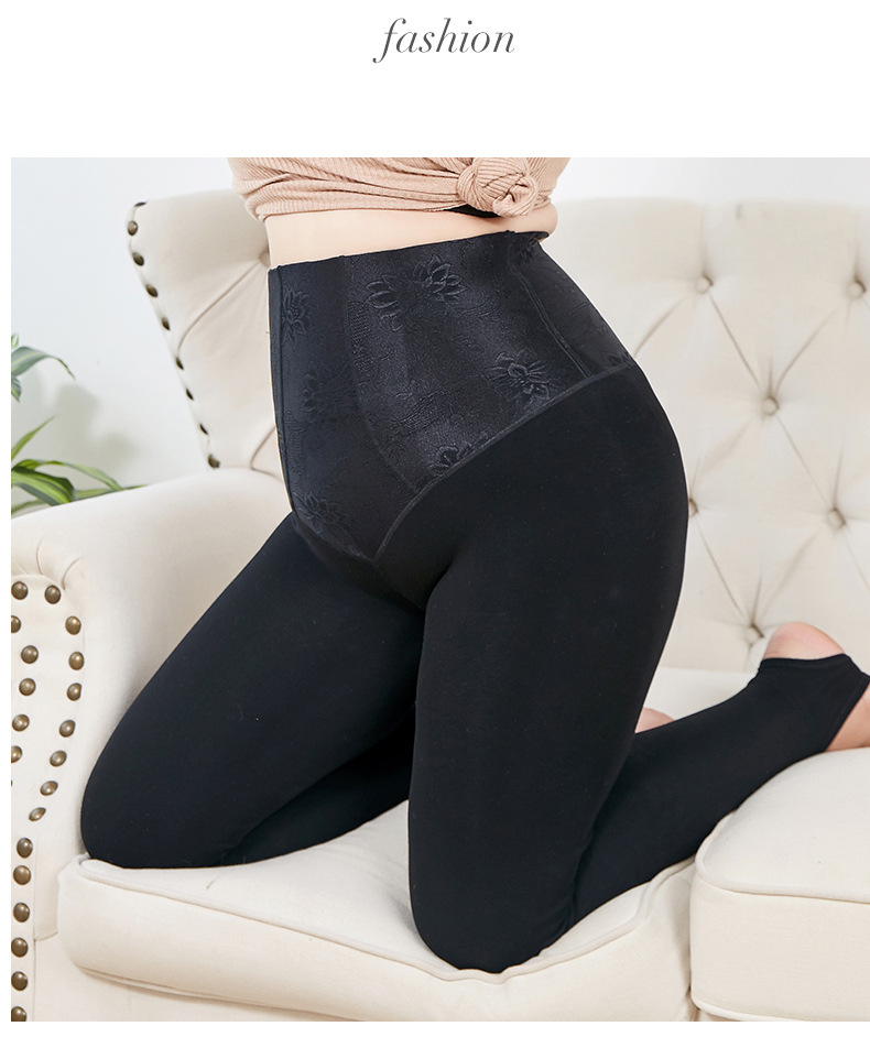 Plus-Sized plus Size Cotton Leggings Women's High Waist Belly Contracting Fat Mm200 kg plus Velvet Stress Stovepipe Outerwear Warm Pants