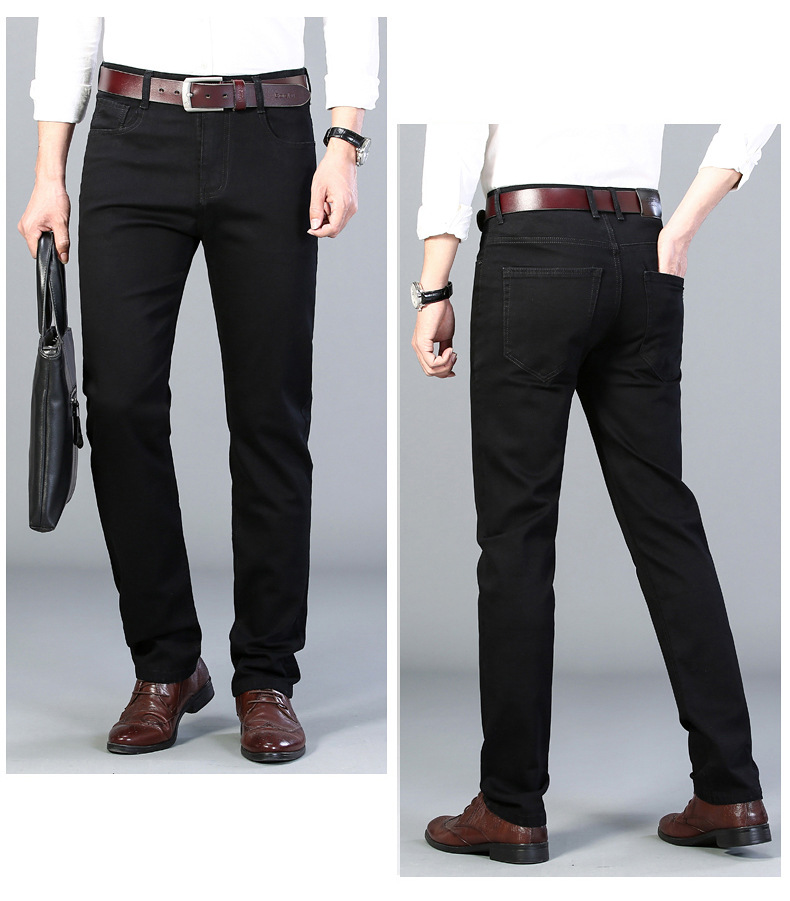 Spring and Autumn Pure Black Jeans Men's Men's Fashion Stretch Slim-Fit Youth Fashion Trend Pencil Pants Long Pants Generation Hair Spring and Autumn Pure Black Jeans Men's Men's Fashion Stretch Slim-Fit Youth Fashion Trend Pencil Pants Long Pants Generation Hair