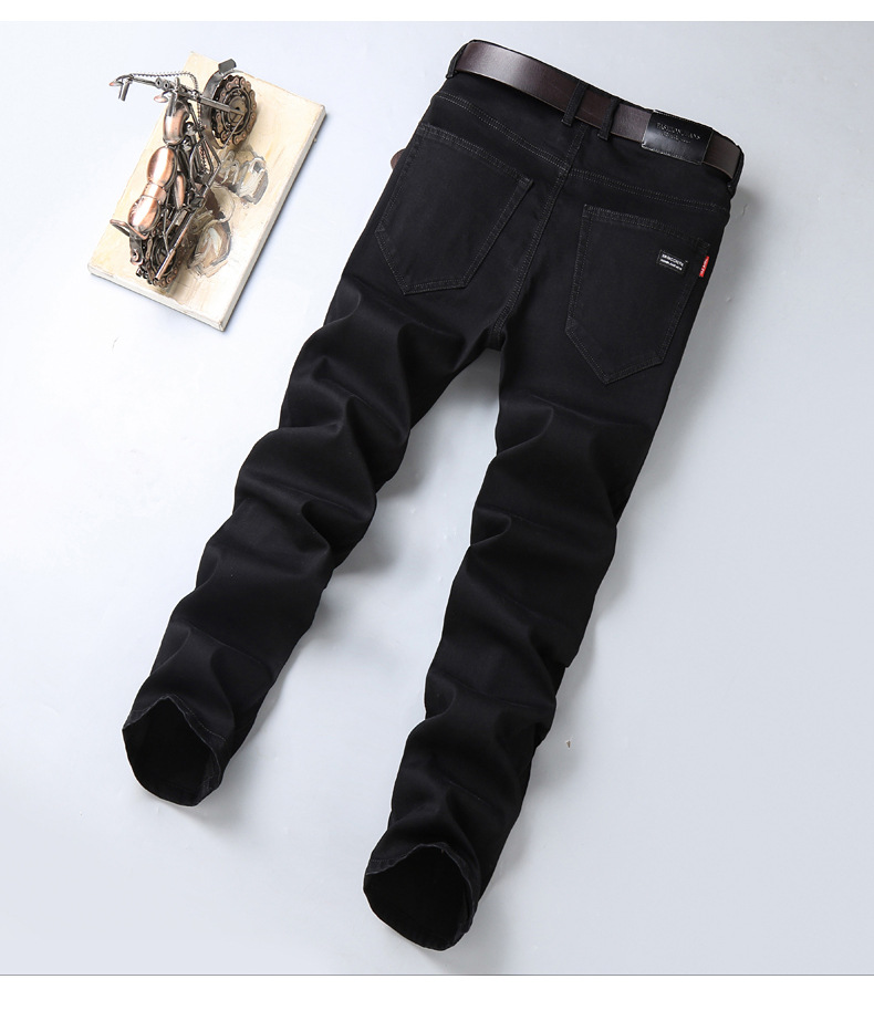 Spring and Autumn Pure Black Jeans Men's Men's Fashion Stretch Slim-Fit Youth Fashion Trend Pencil Pants Long Pants Generation Hair Spring and Autumn Pure Black Jeans Men's Men's Fashion Stretch Slim-Fit Youth Fashion Trend Pencil Pants Long Pants Generation Hair
