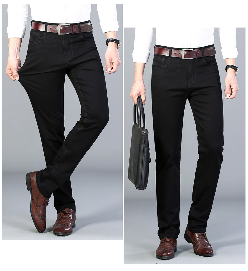 Spring and Autumn Pure Black Jeans Men's Men's Fashion Stretch Slim-Fit Youth Fashion Trend Pencil Pants Long Pants Generation Hair Spring and Autumn Pure Black Jeans Men's Men's Fashion Stretch Slim-Fit Youth Fashion Trend Pencil Pants Long Pants Generation Hair