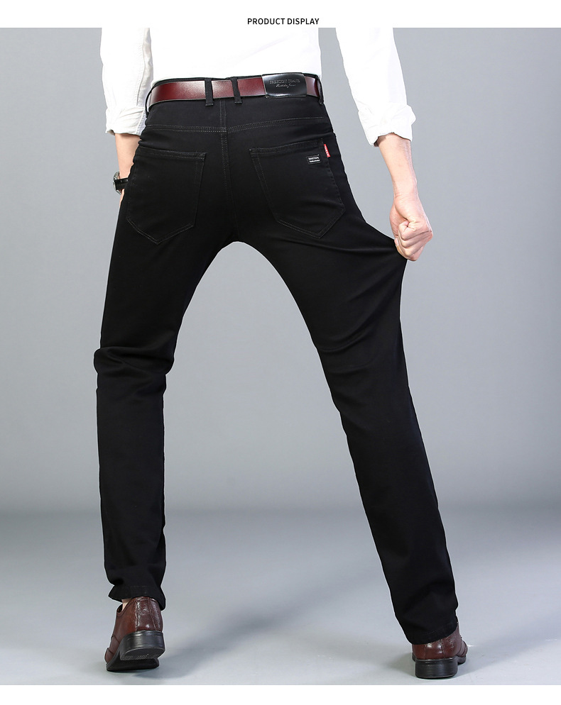 Spring and Autumn Pure Black Jeans Men's Men's Fashion Stretch Slim-Fit Youth Fashion Trend Pencil Pants Long Pants Generation Hair Spring and Autumn Pure Black Jeans Men's Men's Fashion Stretch Slim-Fit Youth Fashion Trend Pencil Pants Long Pants Generation Hair