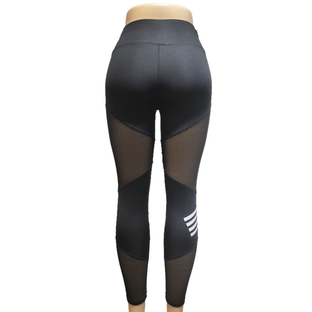 Cross-Border New Arrival Hip Raise High Waist Mesh Moisture Wicking Four-Sided Elastic Sports Ninth Pants Yoga Pants Large Quantity in Stock