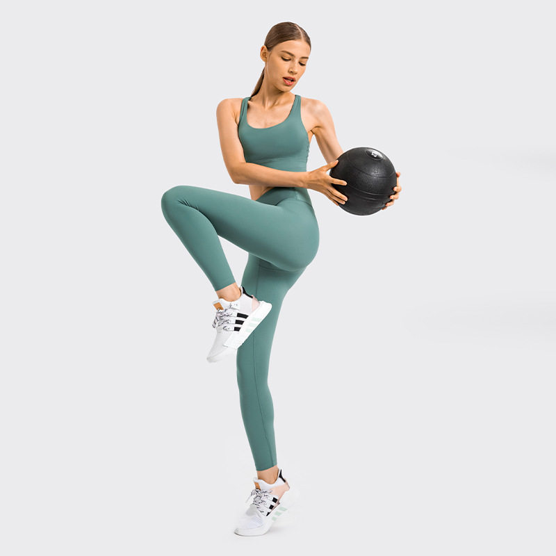 2020 Autumn New Product Nude Feel Yoga Pants Women&#039;s No Embarrassment Line High Waist Hip Lift Stretch Fitness Sports Ninth Pants