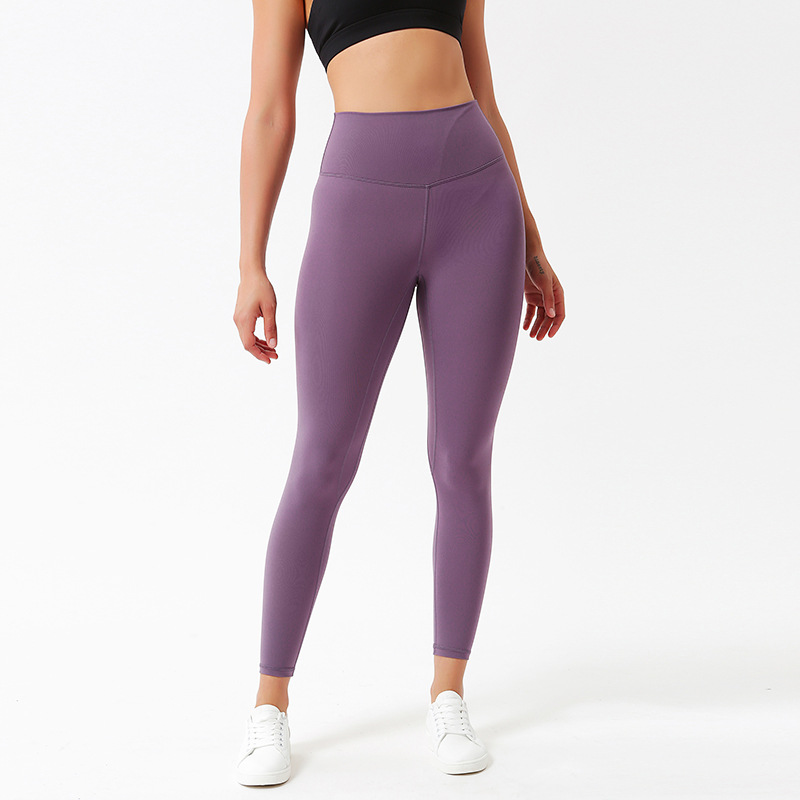 Lulu Same Style Women&#039;s Yoga Pants Fitness Exercise Nude Feel Brushed High Waist Elastic Running Yoga Ninth Pants Yoga Mat