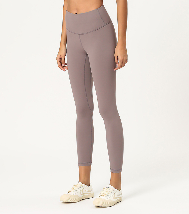 Lulu Same Style Women's Yoga Pants Fitness Exercise Nude Feel Brushed High Waist Elastic Running Yoga Ninth Pants Yoga Mat