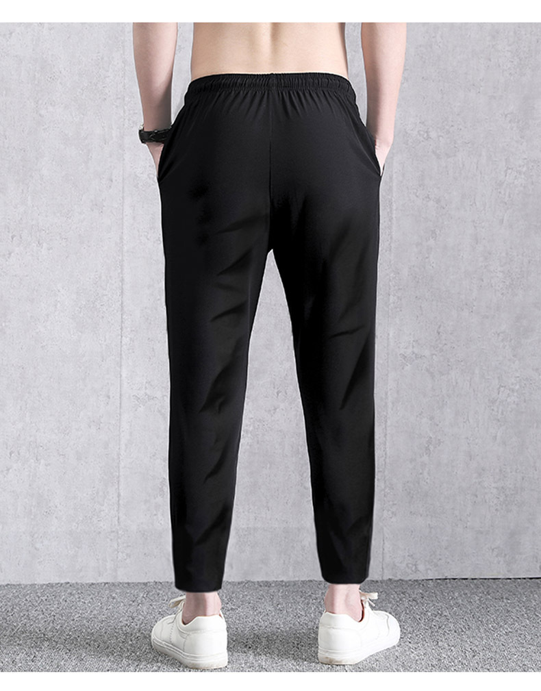 Summer New Casual Pants Men's Ninth Pants Ice Silk Elastic Skinny Straight-through Closed Pants Quick-Drying Sports Pants Men's Fashion Summer New Casual Pants Men's Ninth Pants Ice Silk Elastic Skinny Straight-through Closed Pants Quick-Drying Sports Pants Men's Fashion