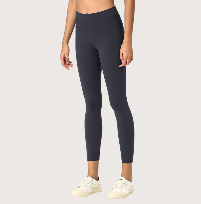 Lulu Same Style Amazon Women&#039;s Yoga Clothes Brushed Inner Pocket Nude Feel High Waist Hip Lift Peach Yoga Ninth Pants