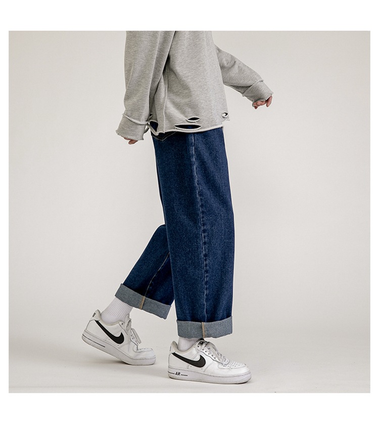 Lktm Men's# Summer Black Jeans Men's Ins Loose Straight Wide Leg Daddy Pants Fashion Brand Cropped Trousers Lktm Men's# Summer Black Jeans Men's Ins Loose Straight Wide Leg Daddy Pants Fashion Brand Cropped Trousers