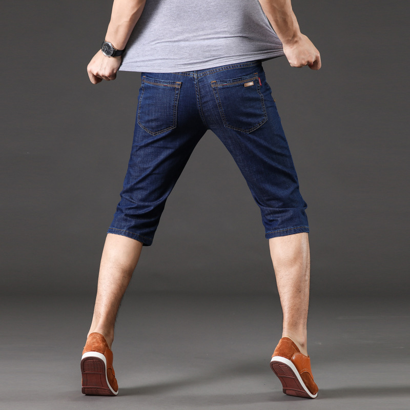 Cropped trousers for men summer slim jeans for men Business slim straight pants stretch pants fashion short pants