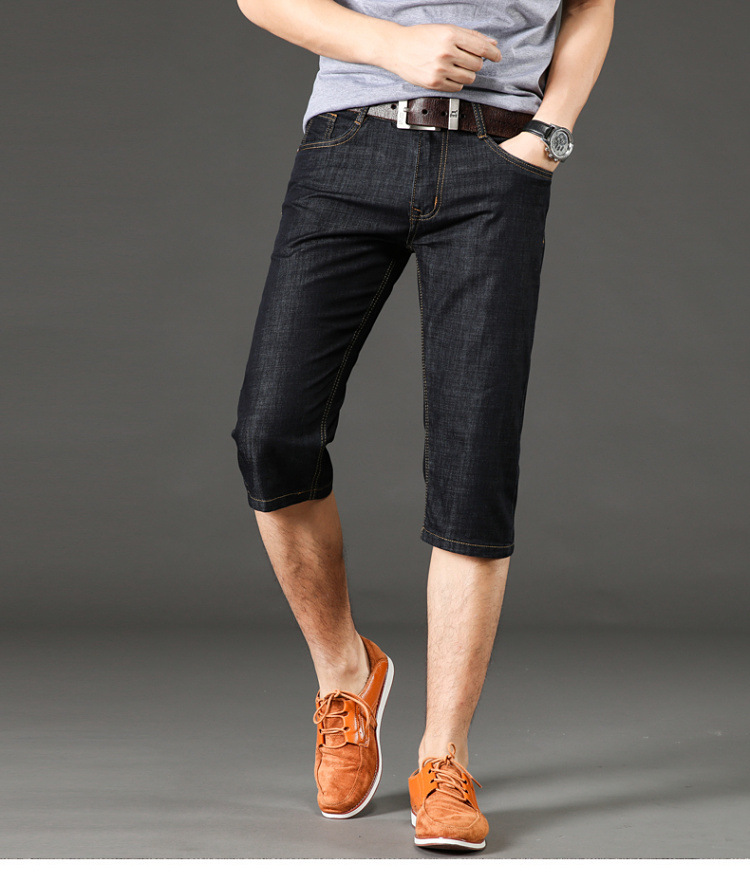 Cropped trousers for men summer slim jeans for men Business slim straight pants stretch pants fashion short pants Cropped trousers for men summer slim jeans for men Business slim straight pants stretch pants fashion short pants