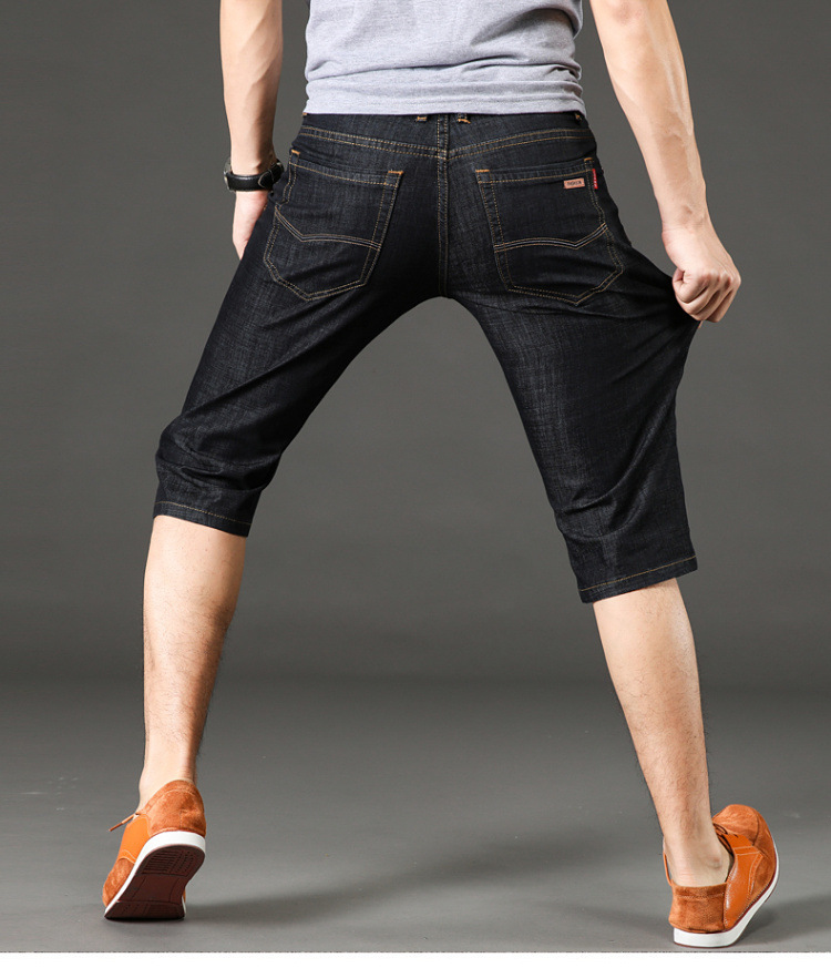 Cropped trousers for men summer slim jeans for men Business slim straight pants stretch pants fashion short pants Cropped trousers for men summer slim jeans for men Business slim straight pants stretch pants fashion short pants