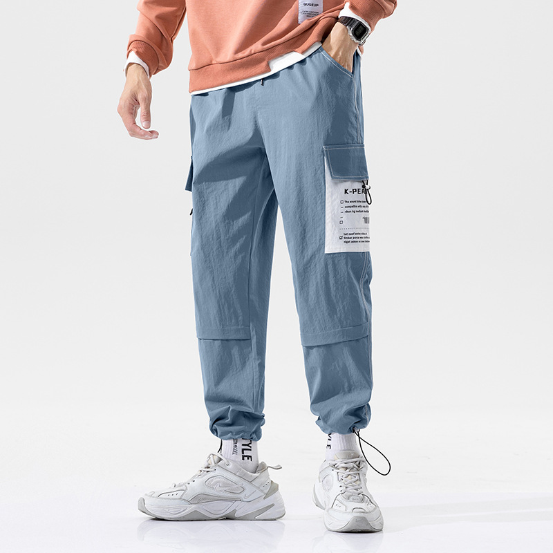 Overalls Men&#039;s Autumn and Winter Pocket Loose Tappered Harem Hong Kong Style All-Matching Fashion Brand Sports Men Casual Cropped Trousers