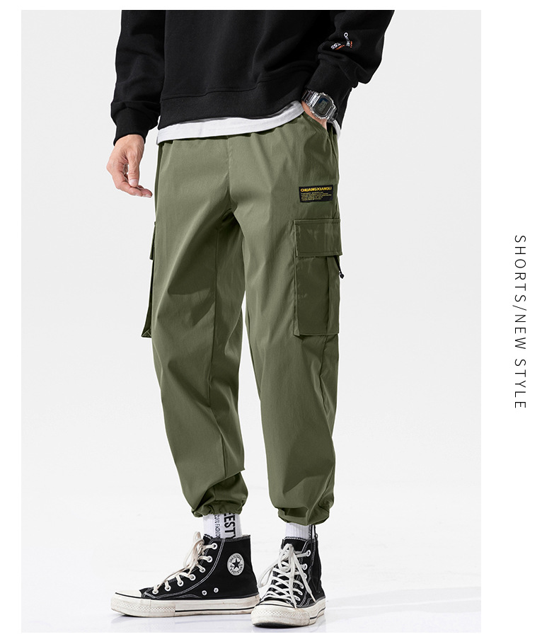 Overalls Men's Autumn and Winter Pocket Loose Tappered Harem Hong Kong Style All-Matching Fashion Brand Sports Men Casual Cropped Trousers Overalls Men's Autumn and Winter Pocket Loose Tappered Harem Hong Kong Style All-Matching Fashion Brand Sports Men Casual Cropped Trousers
