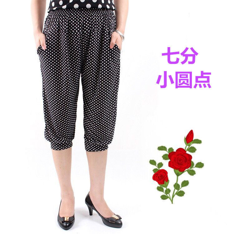 Summer Viscose Fiber Mother Pants Middle-aged Loose and Plus-sized Leggings Soft Breathable Cropped Trousers Factory Direct Sales